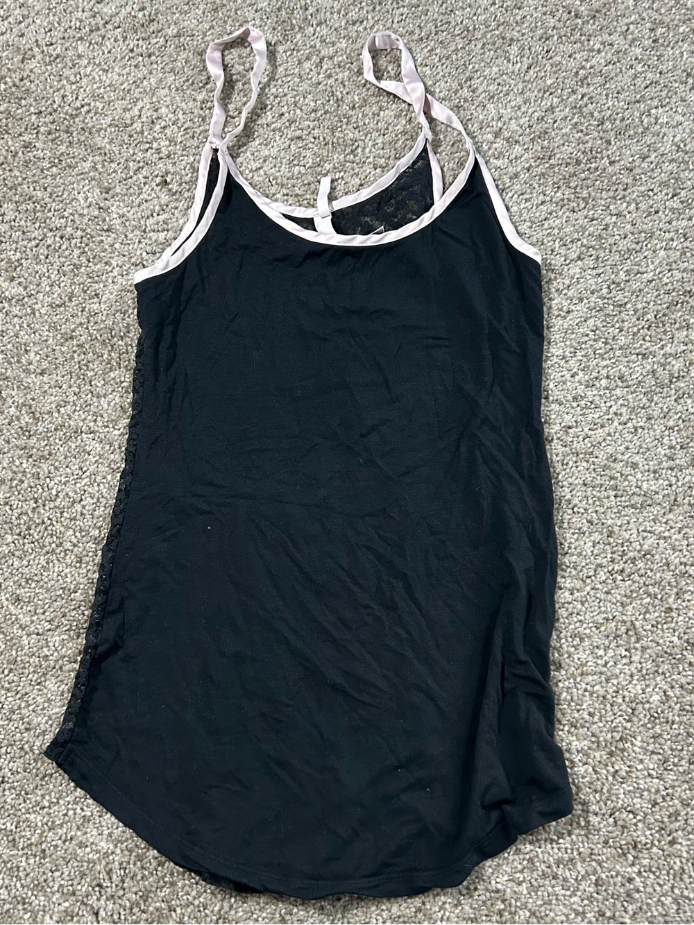 Victoria's Secret Black Camisole with Pale Pink Trim